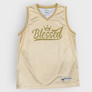 Blessed Hawaii Mens XL Gold Christian Faith Jersey Mesh Tank Top Streetwear